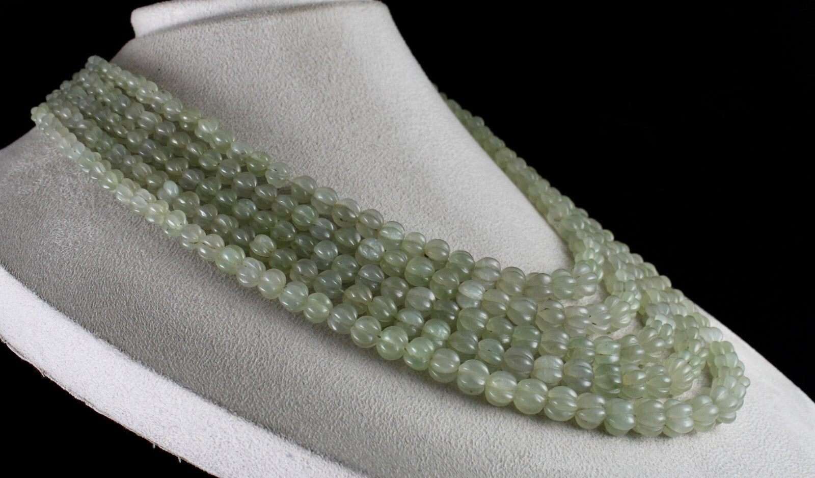 Vintage Natural Aventurine Jade Melon Beads 1012 Ct Gemstone Necklace