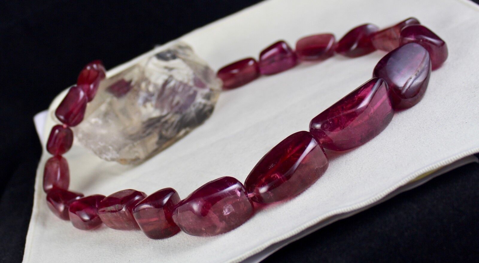 NATURAL PINK TOURMALINE RUBELLITE BEADS TUMBLE 47MM BIG 2270 CARATS GEM NECKLACE