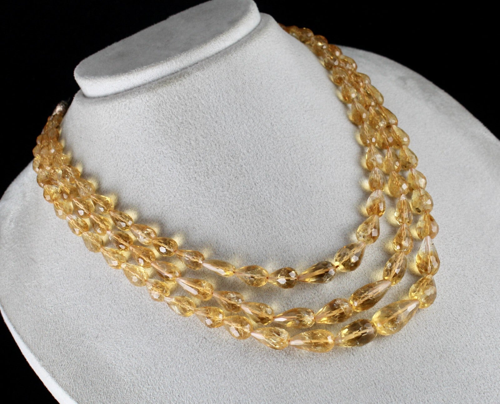 Natural Citrine Beads Faceted Tear Drops 442 Ct Fashion Necklace Set