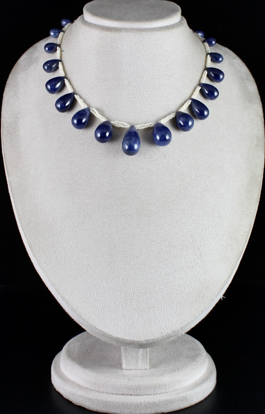 Certified Natural Unheated Blue Sapphire 420 Ct Teardrop Pearl Beaded Necklace,