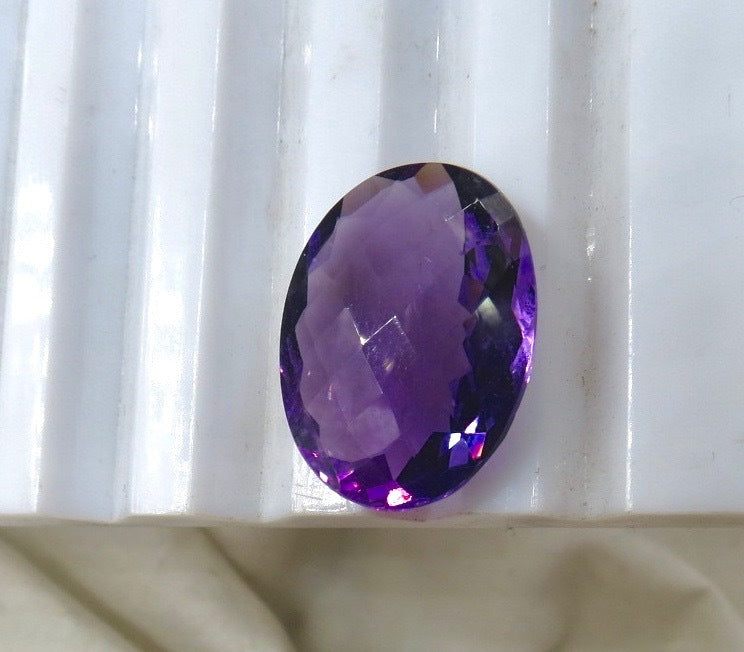 Amethyst Faceted Oval 15.47 Ct Gemstone Ring Pendant Semi Precious