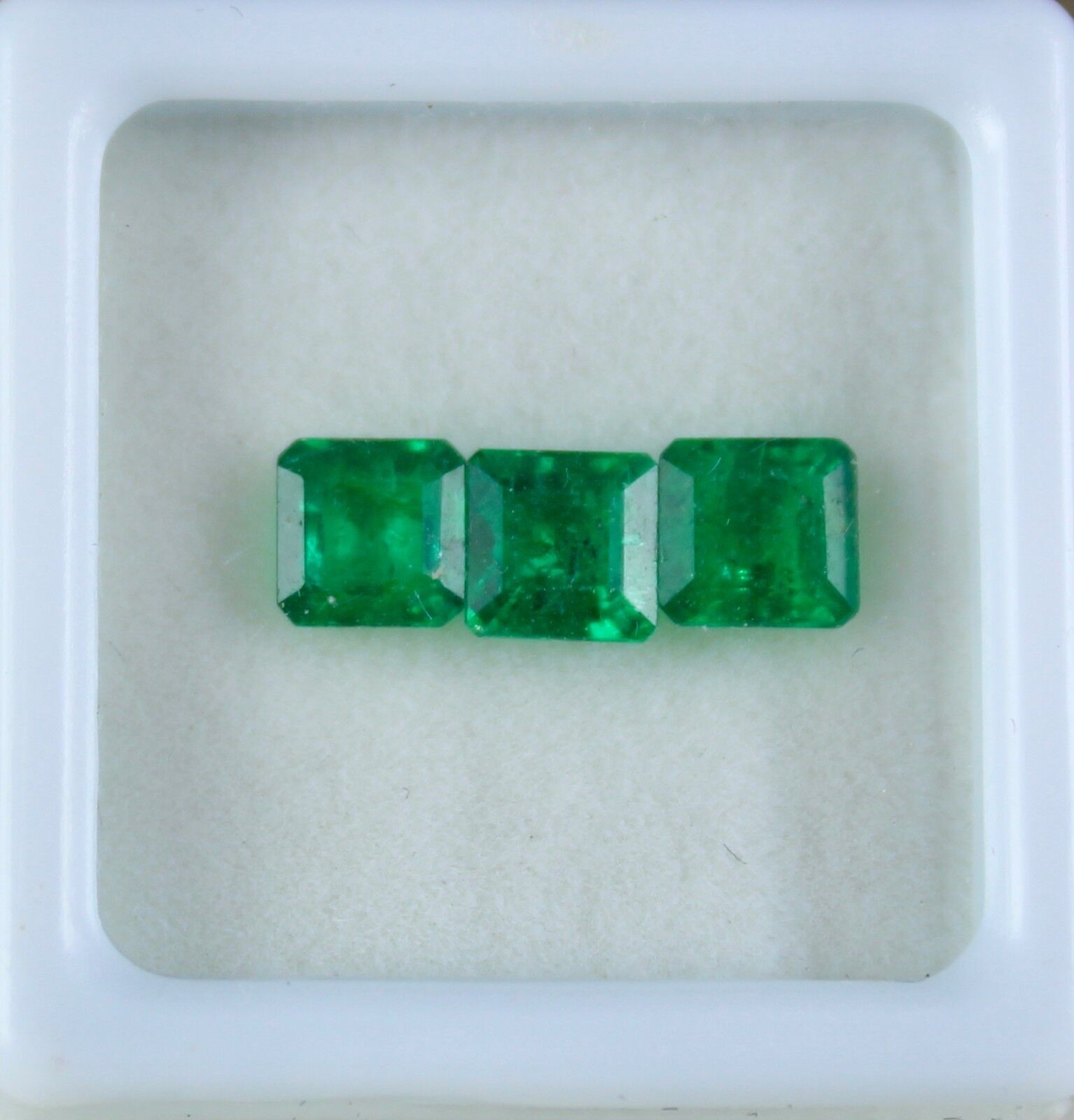 Earthmined Natural Emerald 5mm Square Cut 3 Pcs 2.08 Cts Gemstone Designing Ring