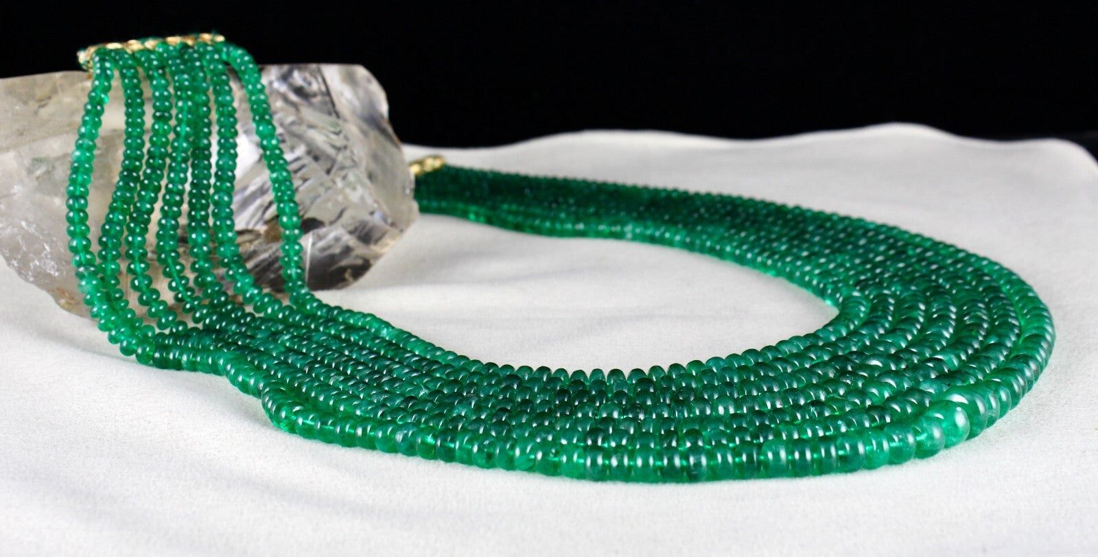 Certified Natural Zambia Emerald Beads 832ct Gemstone Necklace 7 Line