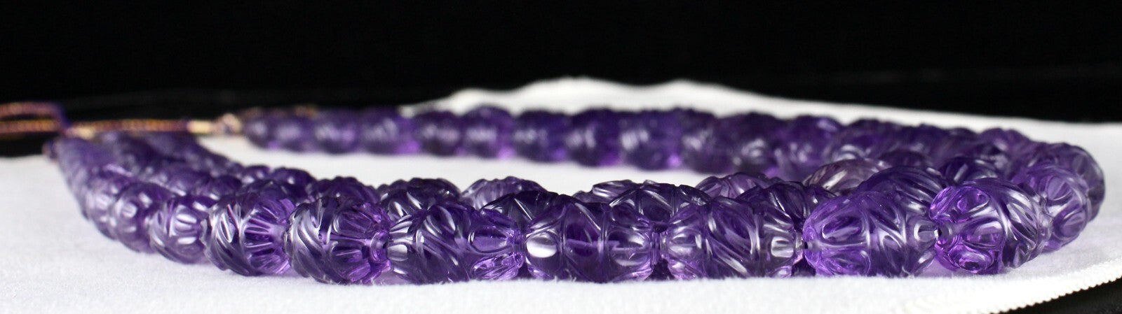 Certified Natural Amethyst 1227 Ct Engraved Beads Purple Gemstone Necklace