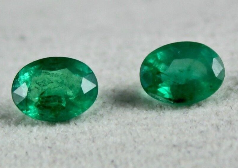 Certified Natural Zambia Emerald Oval Pair 8x6mm Loose Gemstone 2.68 Ct Earring