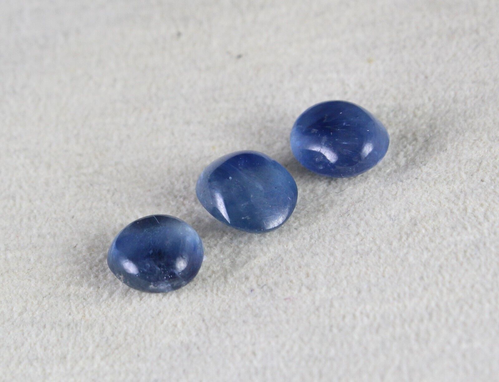 NATURAL BURMESE BLUE SAPPHIRE 3Pc 10.09 CT FANCY OVAL CABOCHON GEMSTONE FOR RING