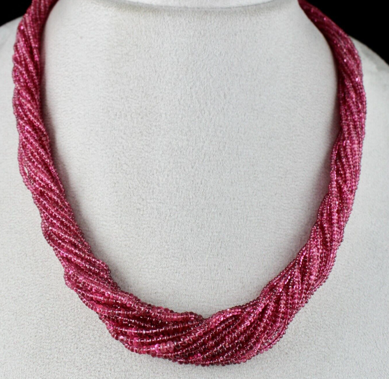 Certified Natural Spinel Beads Necklace 482 Ct Sterling Silver Clasp 18" Round