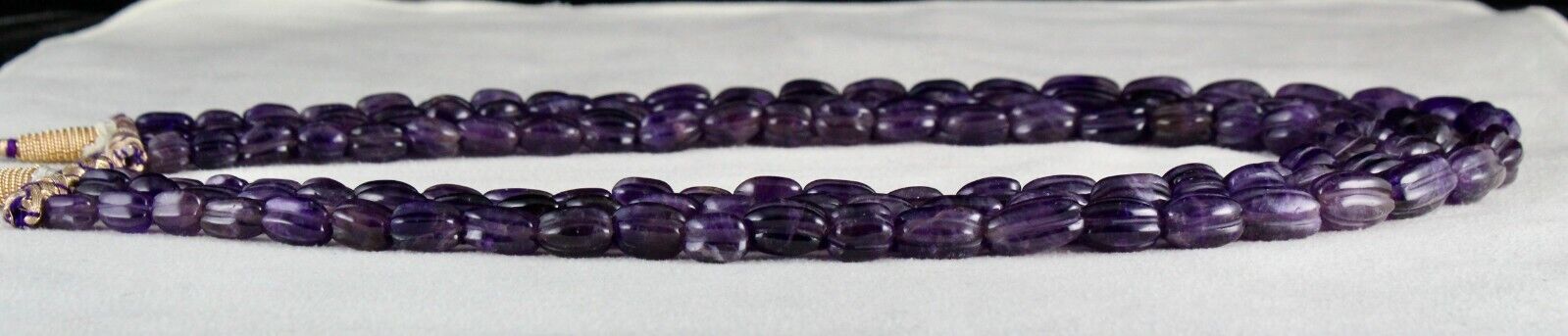 Antique Natural Amethyst Beads Carved Long  3 L 666 Ct Purple Gemstone Necklace