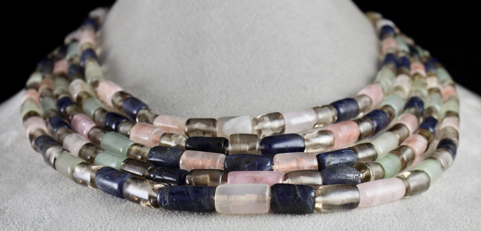 Multi Natural Semi Precious Tube Beads Gemstone Necklace 5 L 1189 Ct
