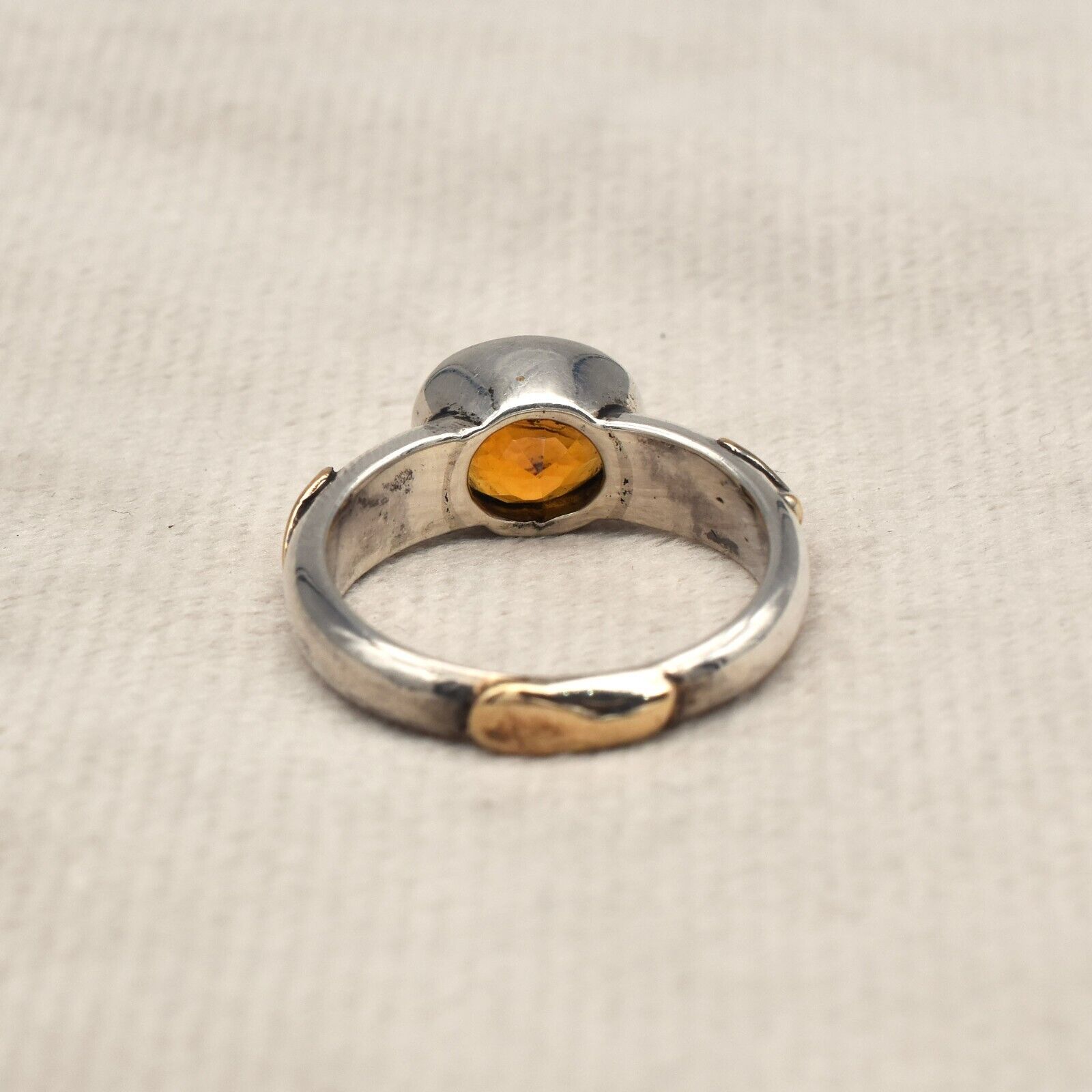 Vintage Yellow Citrine Cut 18k Gold 925 Silver Unisex Men Women Victorian Ring