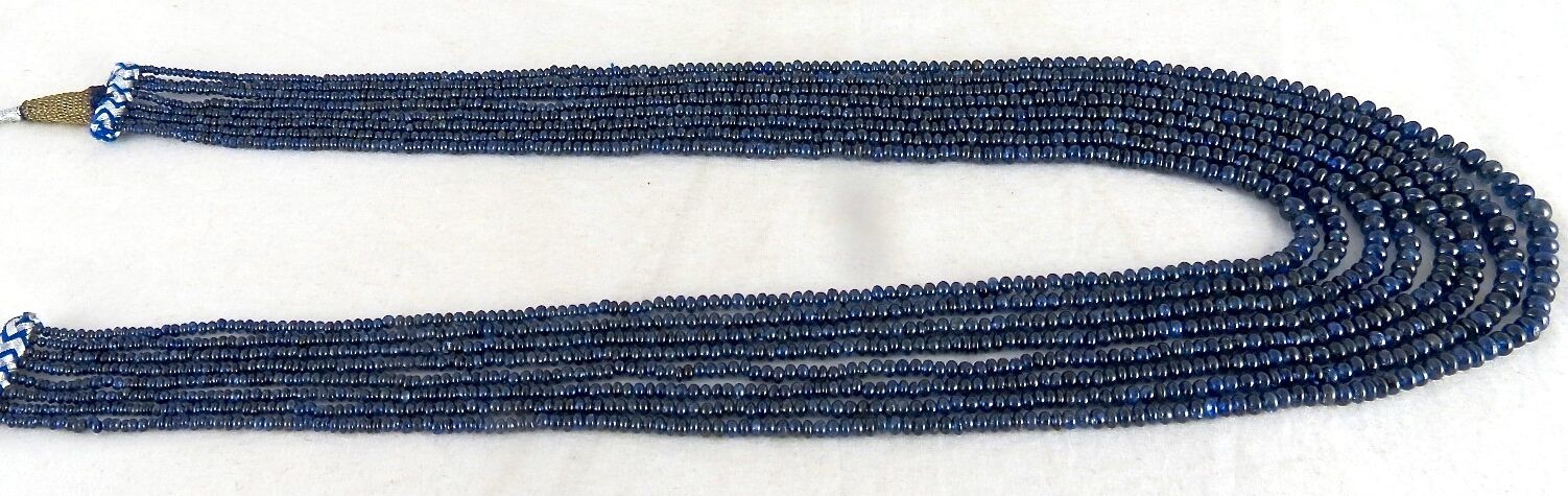 Natural Unheat Blue Sapphire Beads Round 5mm 8L 405 Ct Gemstone Vintage Necklace