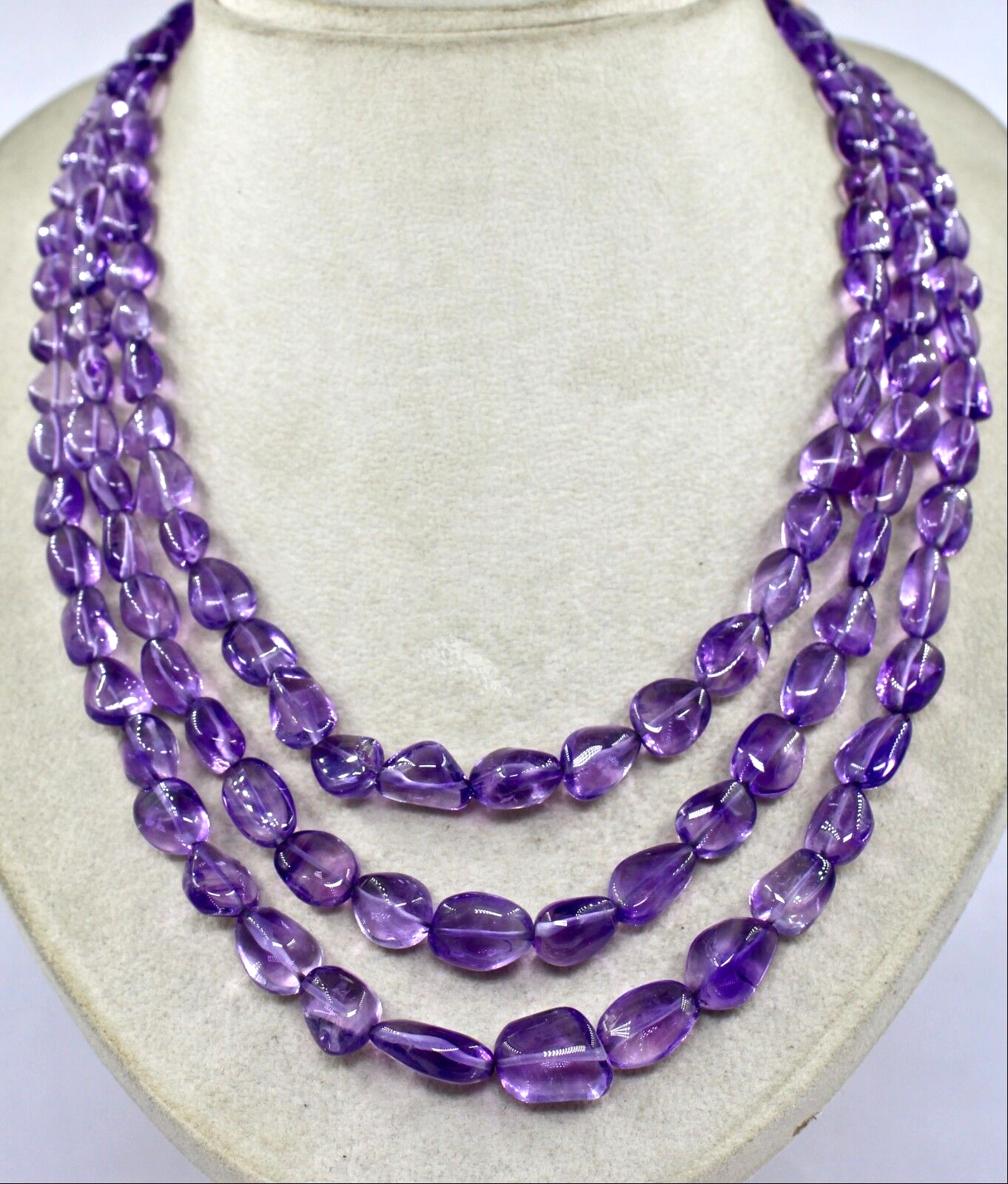 Natural Amethyst Beads Long Nugget 3 L 585 Ct Purple Gemstone Fashion Necklace