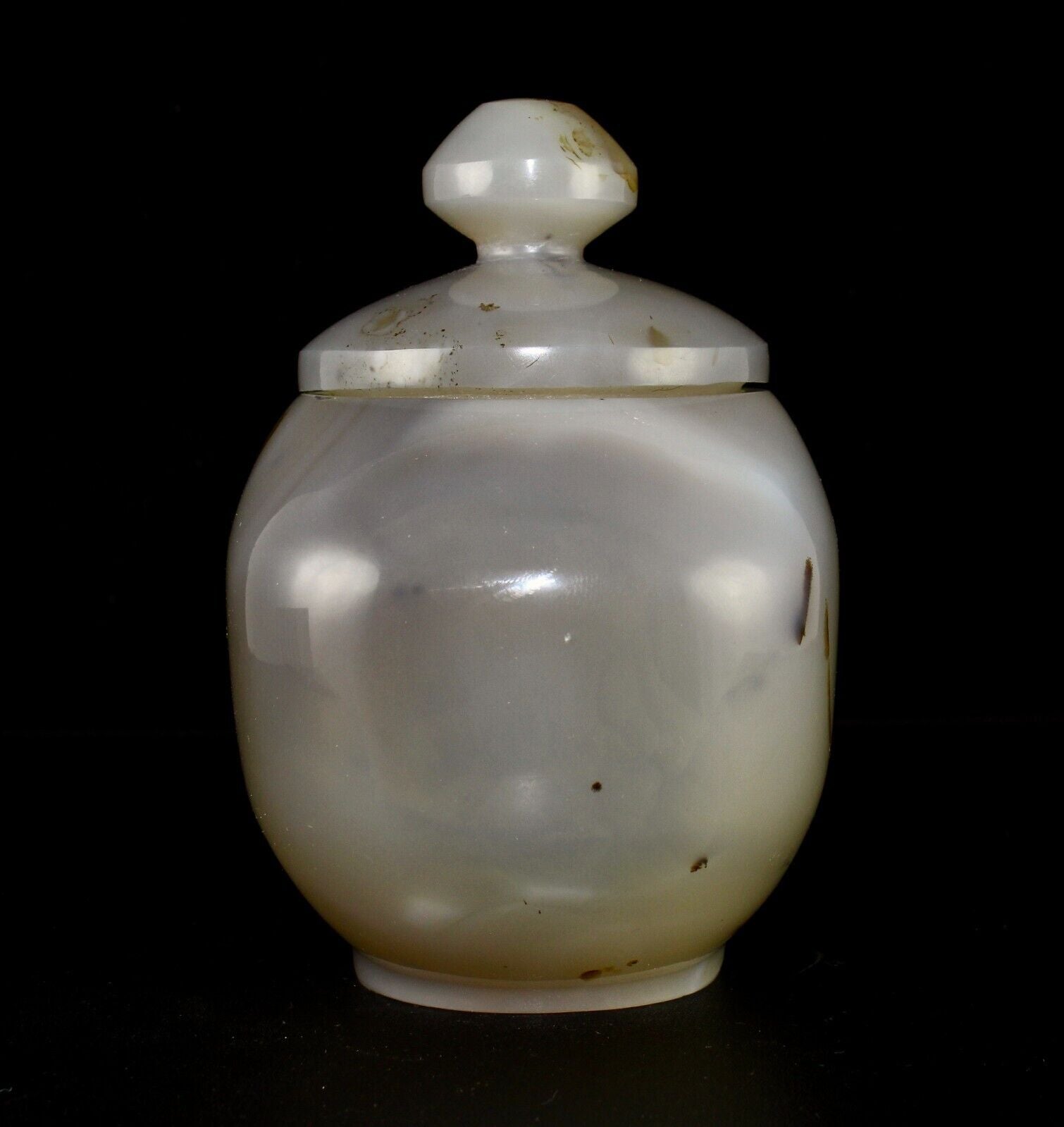 HAND CRAFTED 5" NATURAL CHALCEDONY 2806 CTS GEMSTONE CARVED POT FOR HOME DECOR