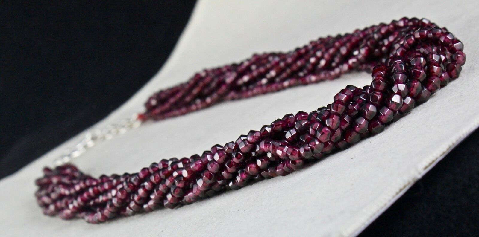 Natural Garnet Faceted Round 4mm 9 L 659 Ct Red Gemstone Beaded Fashion Necklace