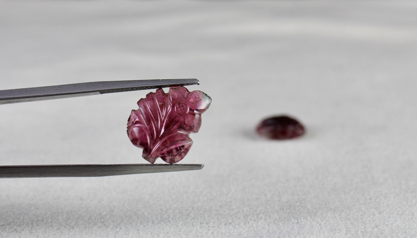 Natural Multi Pink Tourmaline 14.28ct Carved Gemstone Earring Pendant