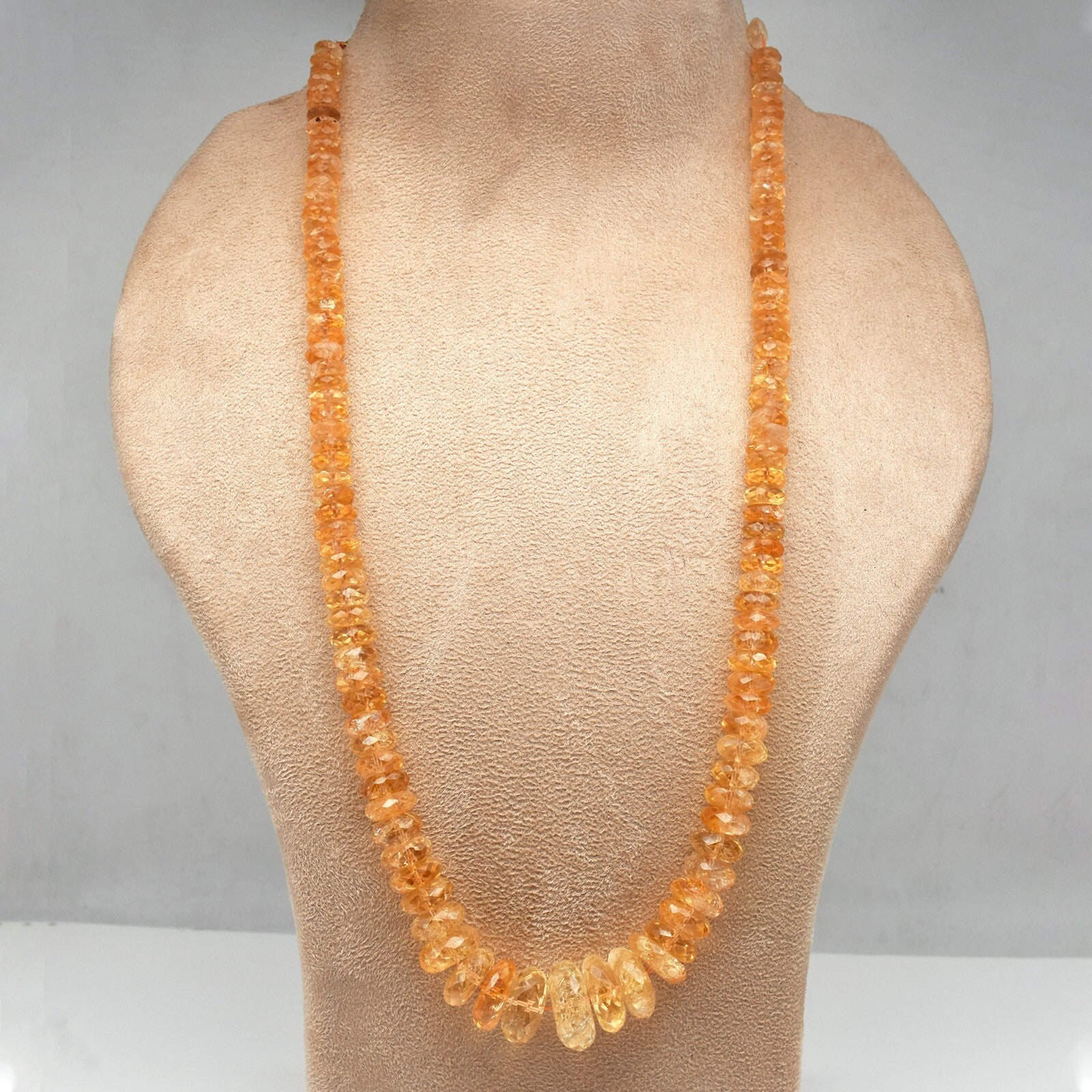 Natural Citrine Yellow Faceted Beads Round Necklace 541 Ct Gemstone Party
