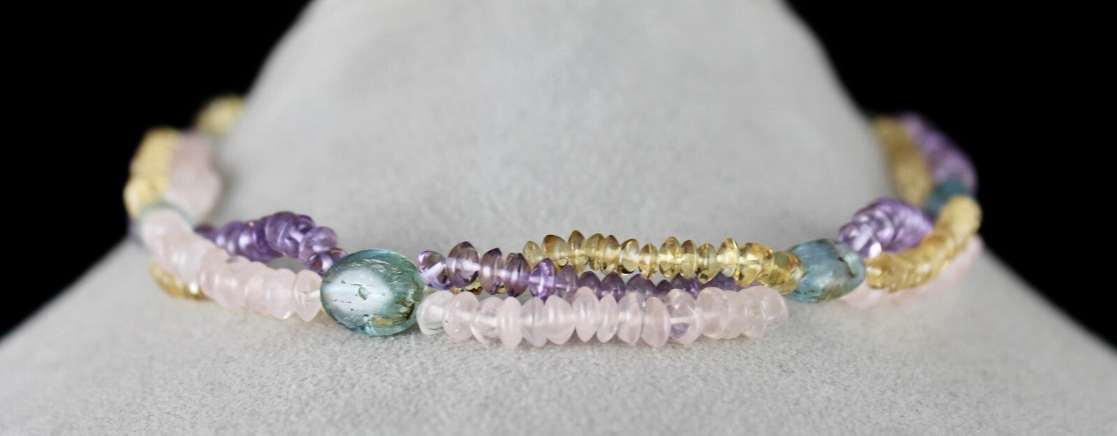 Natural Aquamarine 233ct Citrine Amethyst Rose Quartz Beads Necklace