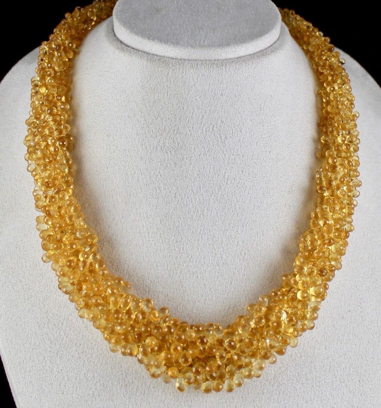 Natural Citrine Beads Teardrops 1011 Ct Yellow Gemstone Silver Stylish Necklace