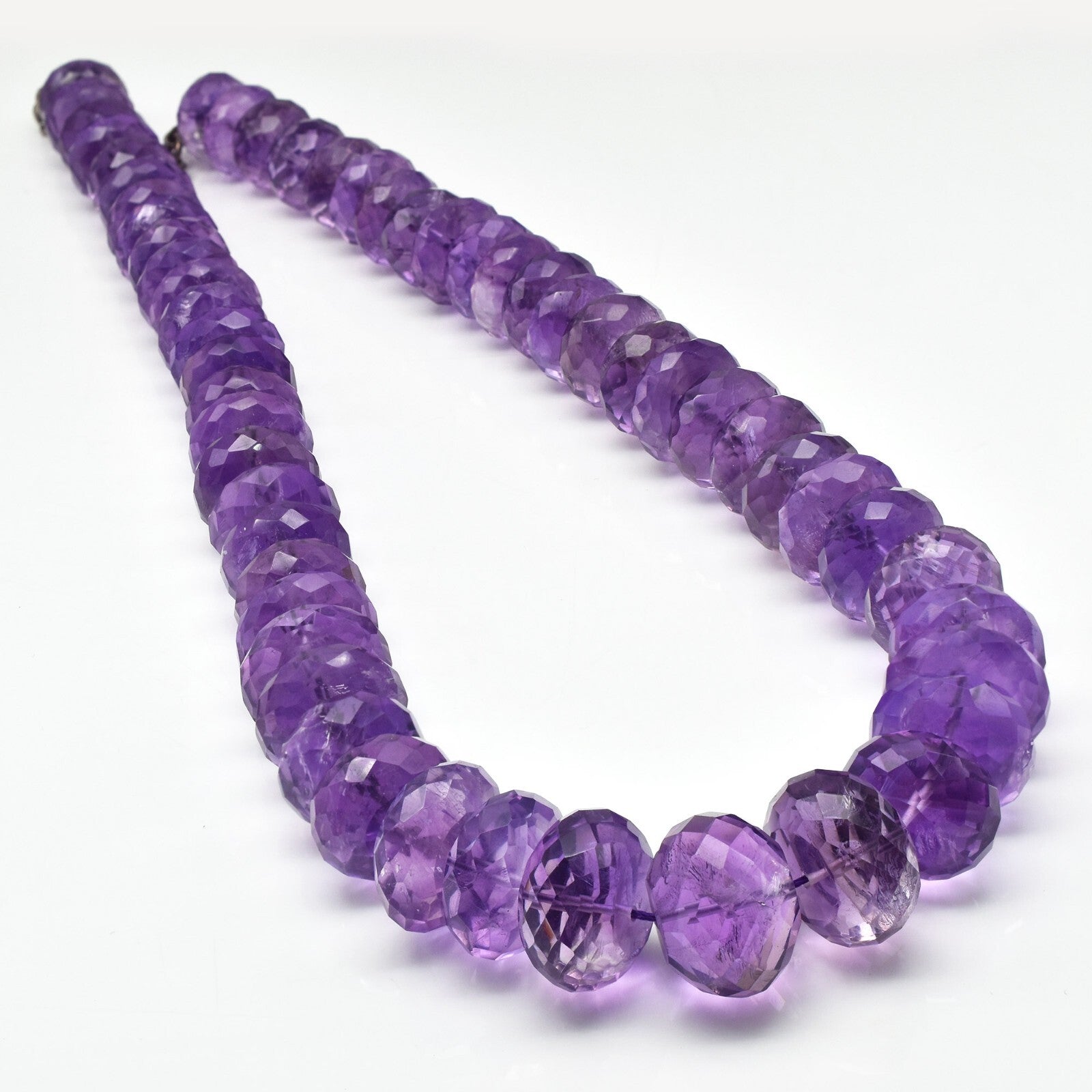 Certified Natural Amethyst Faceted Round Beads 1340 Ct Purple Gemstone Necklace