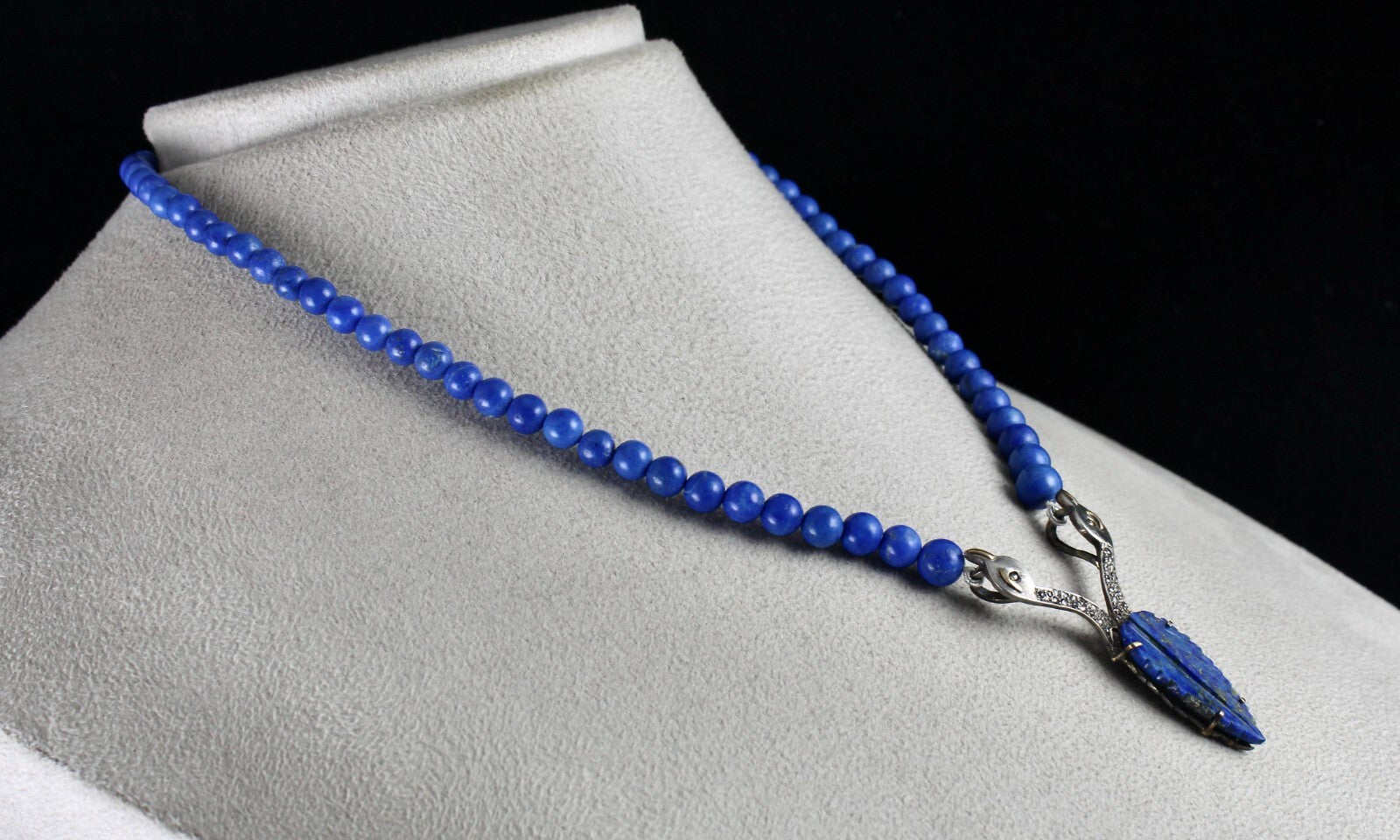 Natural Lapis Lazuli 10ct Leaf Natural Diamond Silver Gold Victorian Set