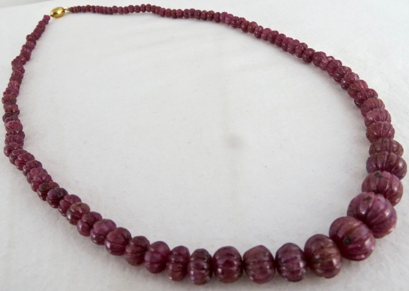 Natural Ruby Carved Beads Necklace 285 Carats Untreated Round Beaded Gemstone