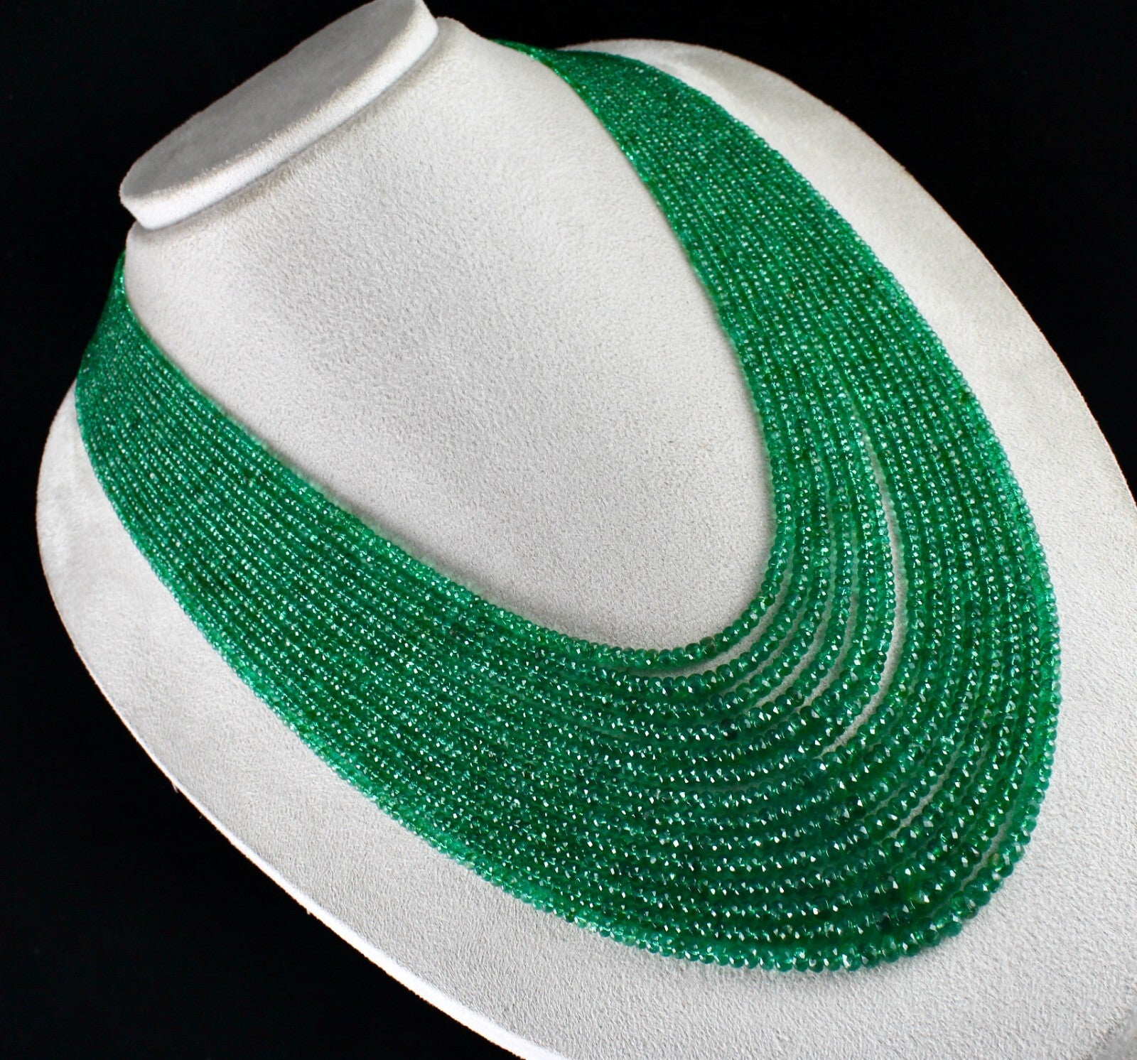 Natural Zambian Emerald Necklace 640 Ct – Faceted Round Beads, Certified Jewelry
