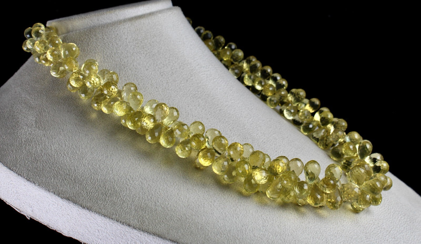 Certified Natural Lemon Quartz Teardrop Necklace 1193 Ct Yellow Gemstone Beads