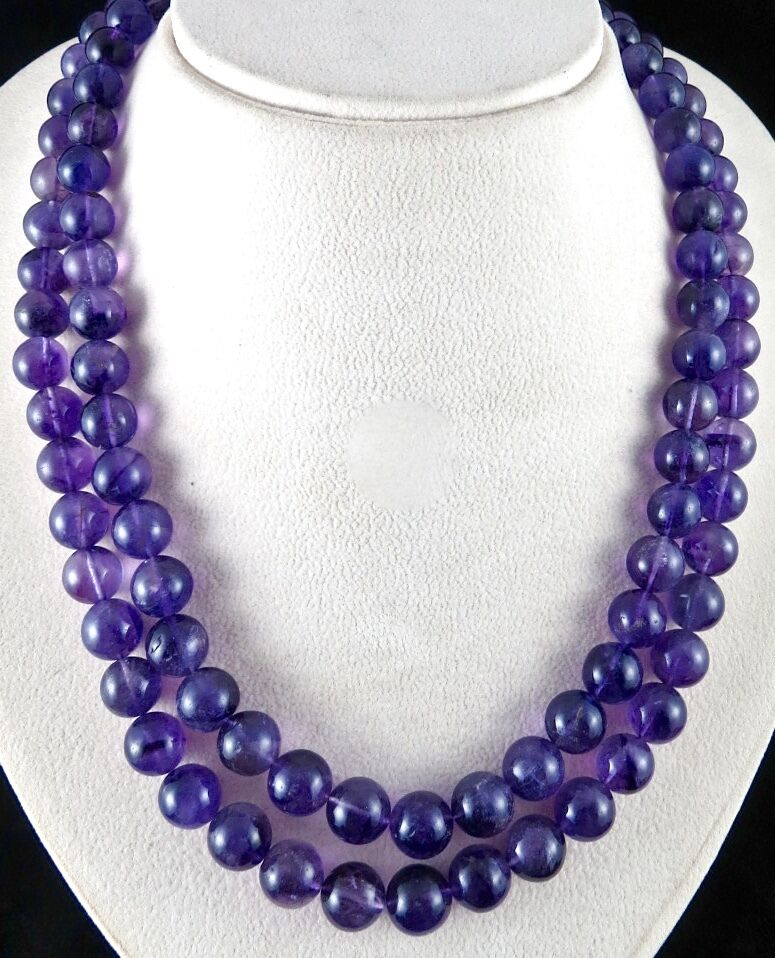 Natural Amethyst Beads Round 2 L 800 Ct Semi Precious Big Gemstone Fine Necklace