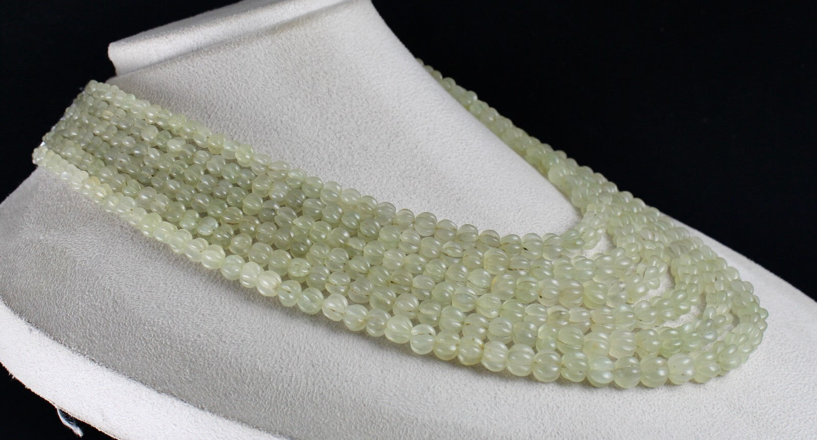 Vintage Natural Aventurine Jade 917 Ct Melon Beads Gemstone Necklace