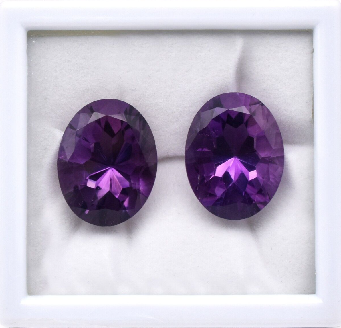 Certified Big Natural Amethyst Oval Cut Gemstone Pair 23x18mm 54.91ct Earrings