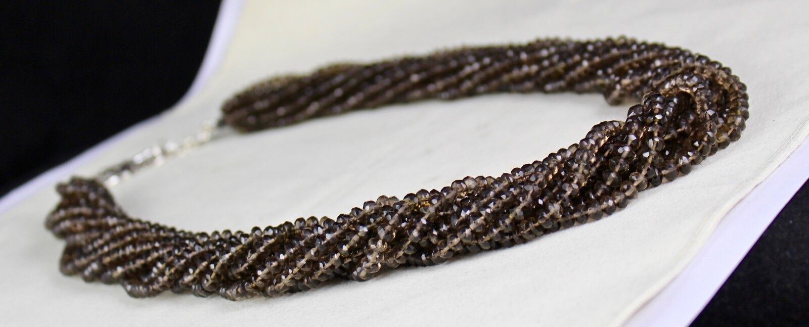Natural Black Smoky Quartz Beads Faceted Round 10 L 860 Ct Gemstone Necklace
