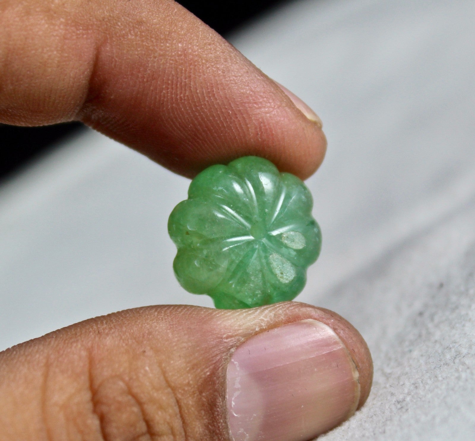 Certified Natural Colombian Emerald 20.33 Ct Melon Bead Stone Design Ring