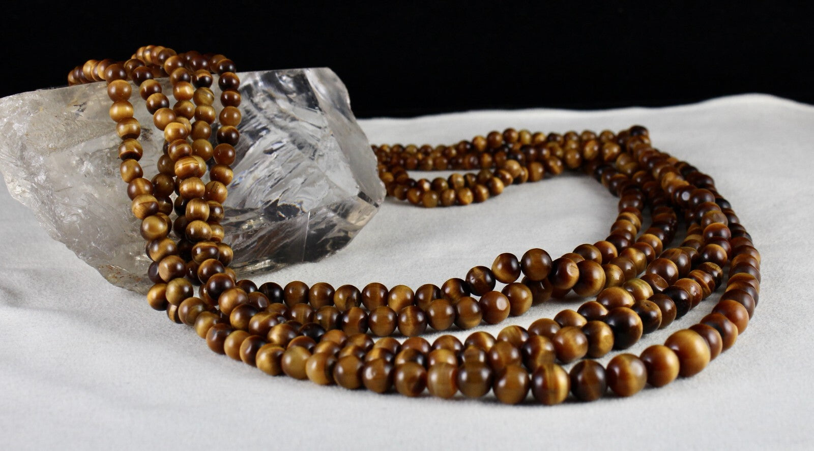 Natural Tiger's Eye 5l 813 Ct Yellow Gemstone Bead Round Necklace Ladies Fashion