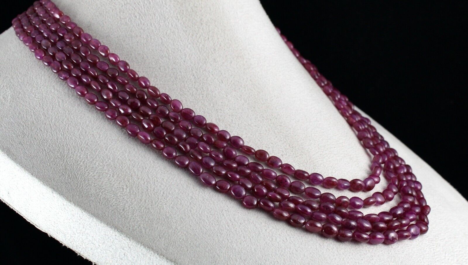 Natural Unheated Ruby Beaded Necklace 5 Line 586 Carats Drilled Gemstone String