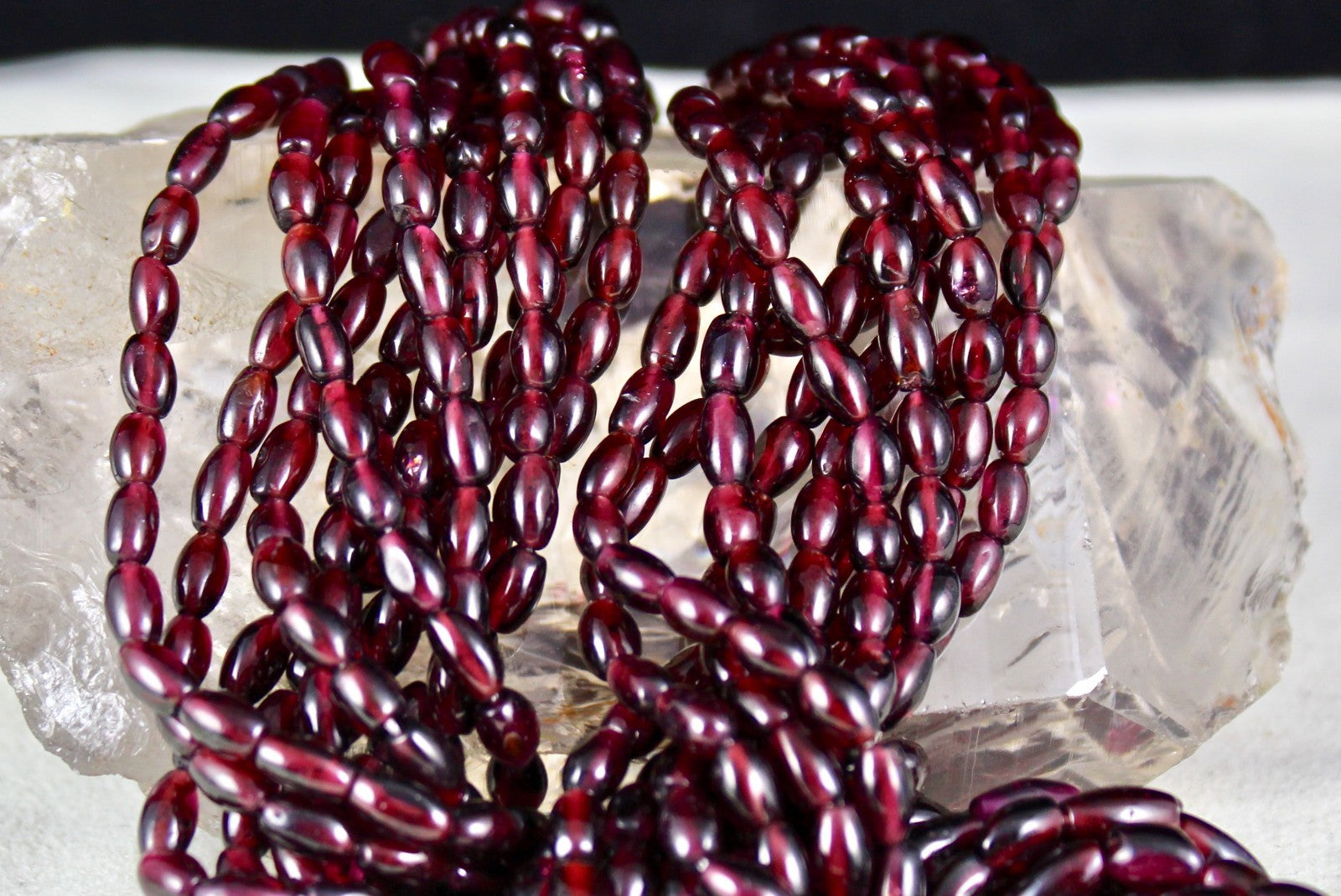 Natural Red Garnet 1111ct Beads Long Sterling Silver Fashion Necklace