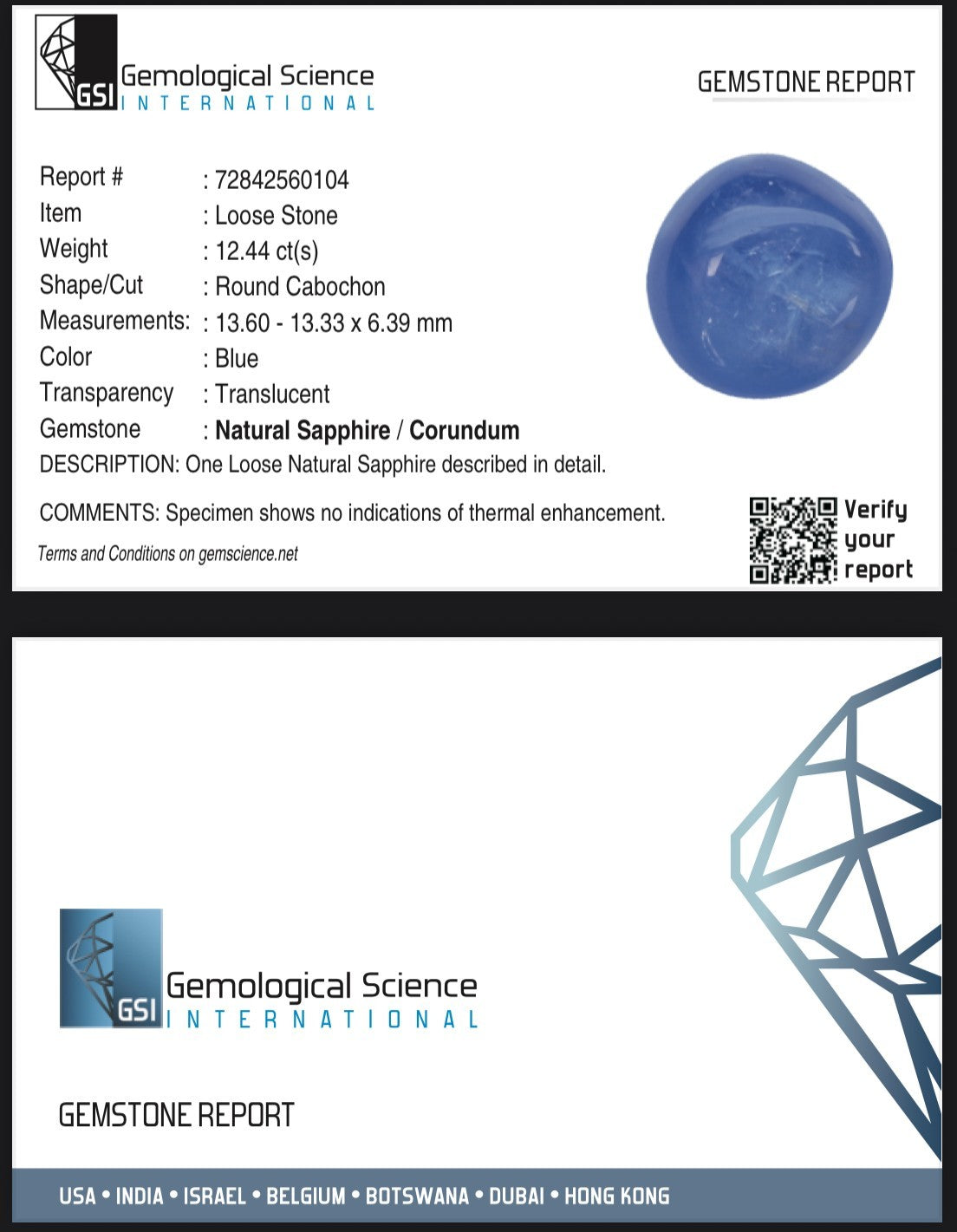 Certified Natural Blue Sapphire 12.44 Ct Cabochon Gemstone Ring Pendant Design