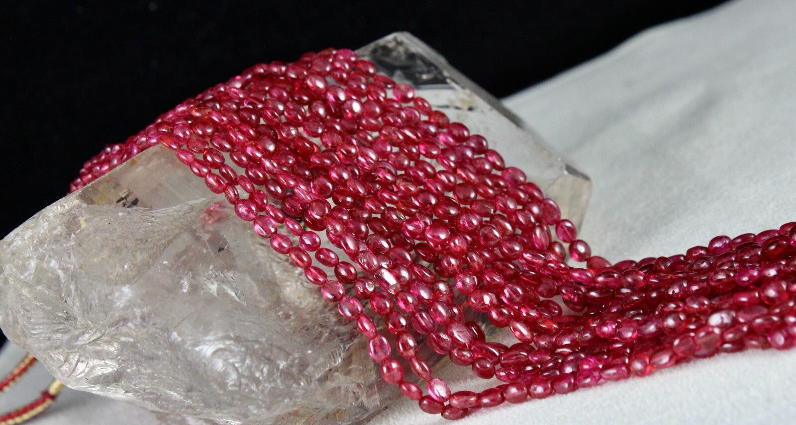 Certified Natural Red Spinel Necklace Cabochon 423 Ct Gemstone Beads 9 Line