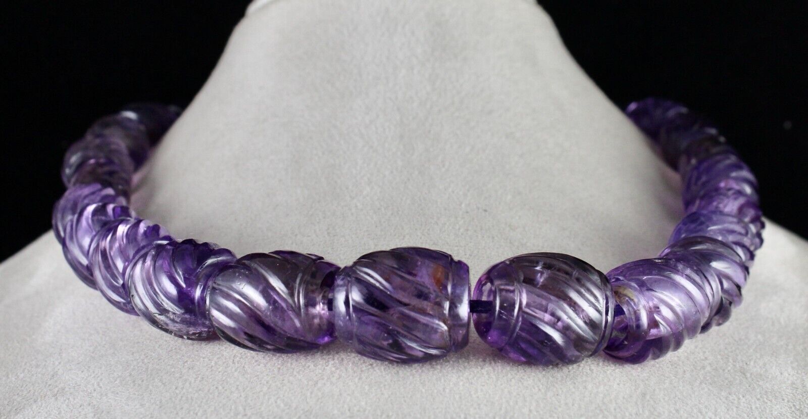 Vintage Natural Amethyst Beads Carved 23 Pc 1225 Ct Big Drill Gemstone Designing