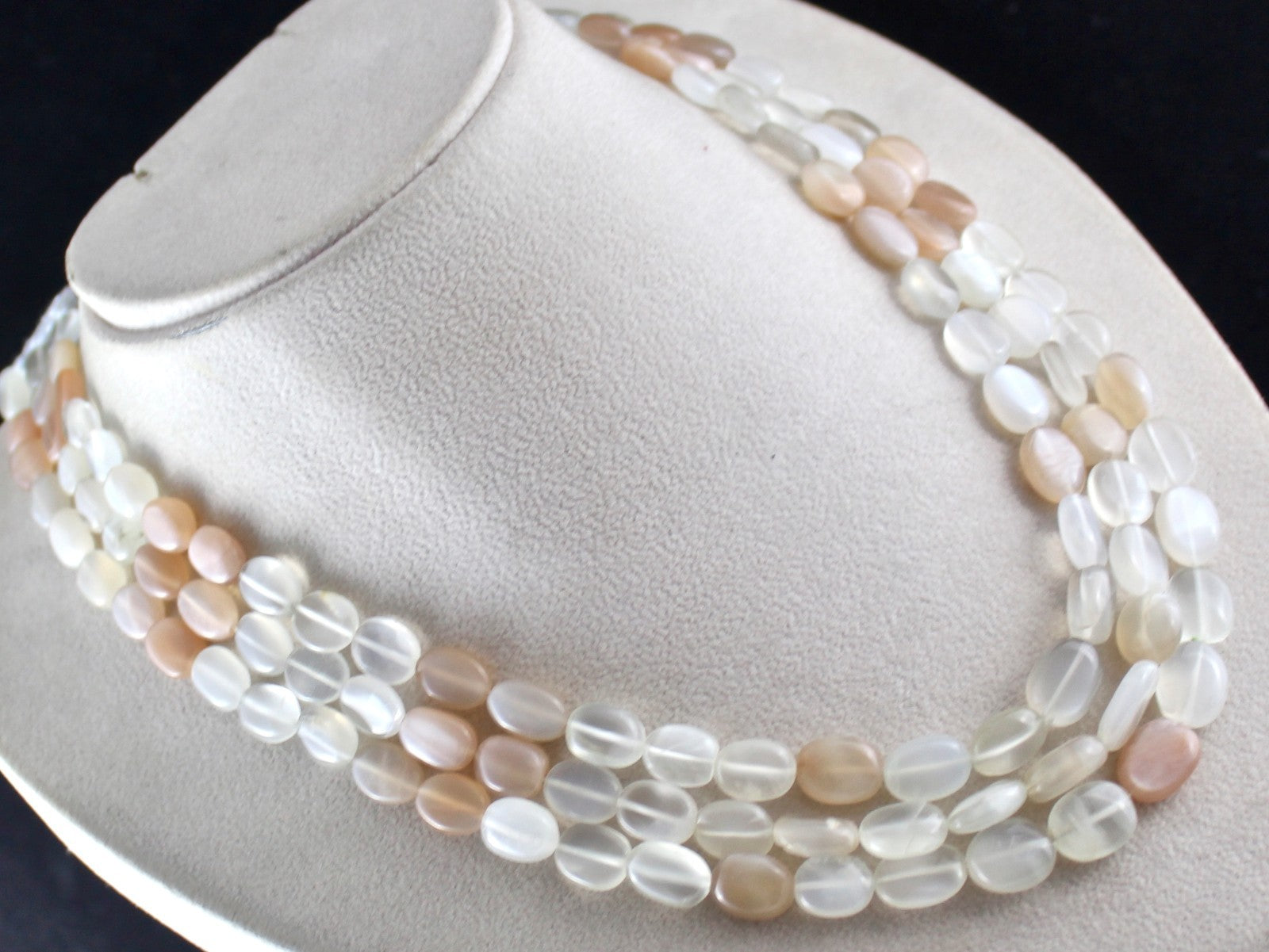 Natural Multi Colour Moonstone 558 Ct Beads Long Gemstone Fashion Necklace