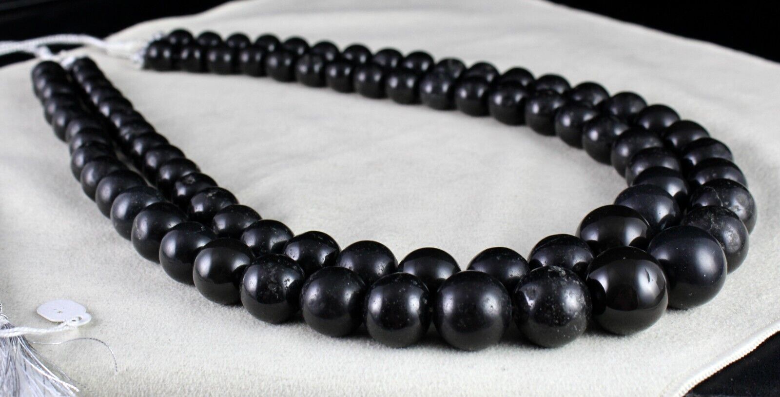 Natural Black Jade Beads Round 2 L 1658 Ct Big 19mm Gemstone Fashion Necklace