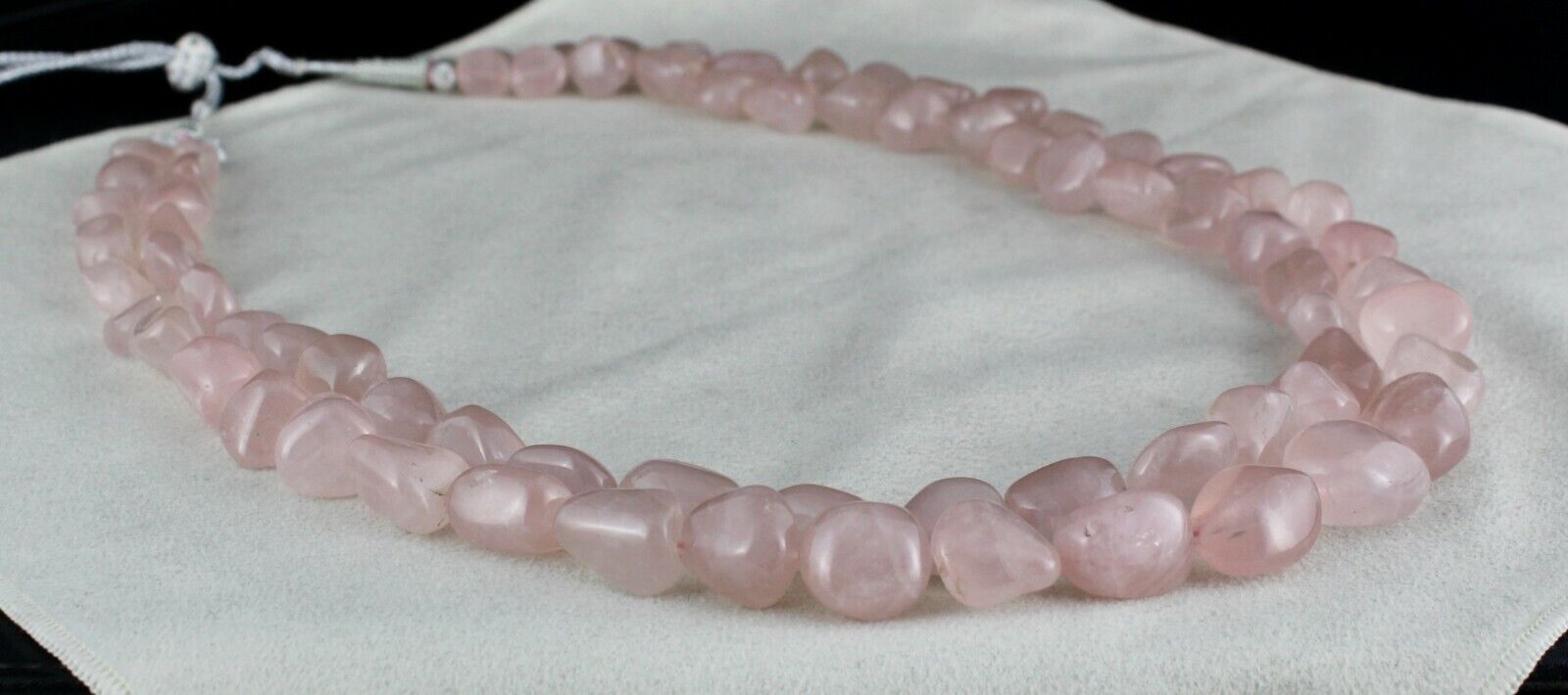 Natural Rose Quartz Beaded Necklace 2 Line 1109 Carats Nuggets Gemstone Strings