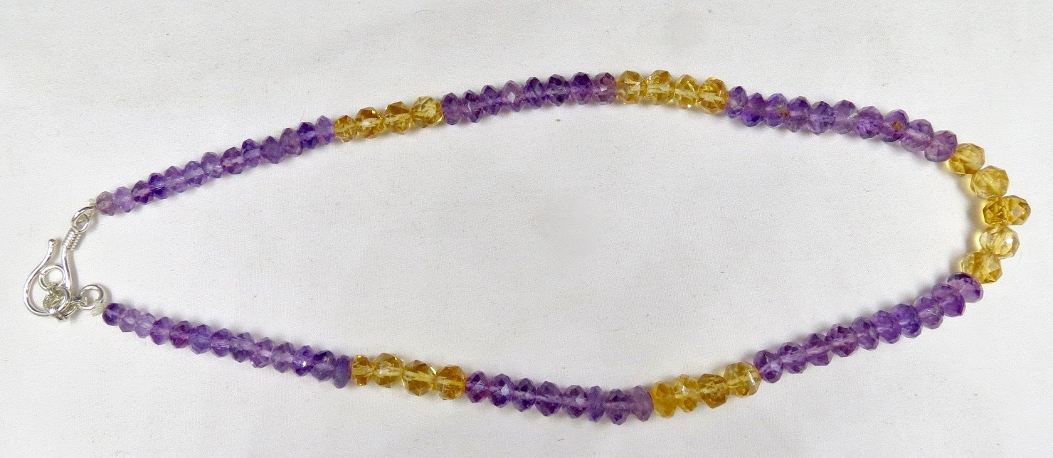 Natural Citrine Amethyst 201ct Faceted Round Beads Gemstone Necklace
