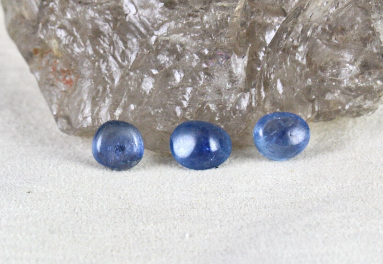 NATURAL BURMESE BLUE SAPPHIRE 3Pc 10.09 CT FANCY OVAL CABOCHON GEMSTONE FOR RING