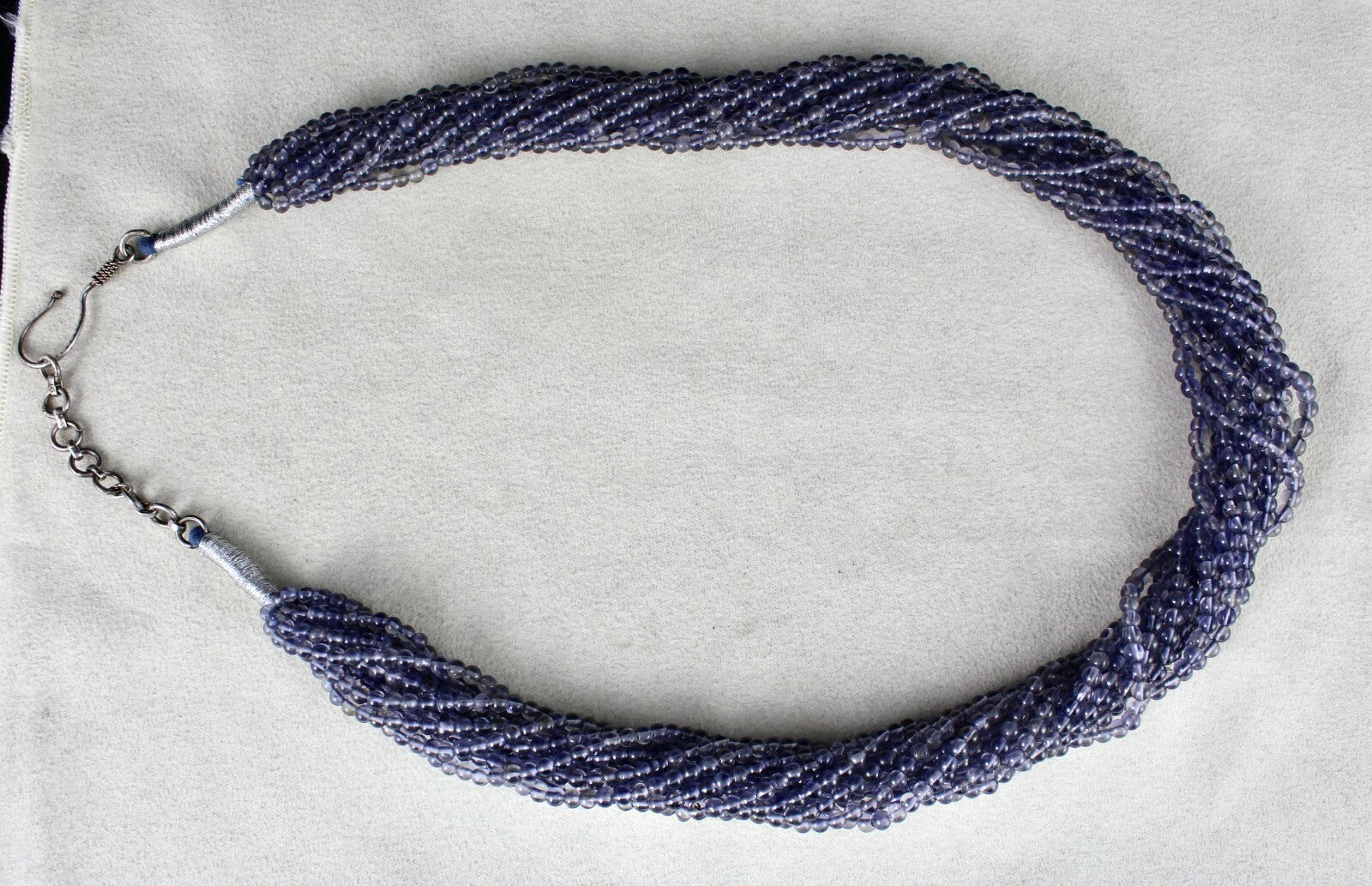 Natural Blue Iolite Beads Round 12 L 621 Ct Gemstone Sterling Silver Necklace