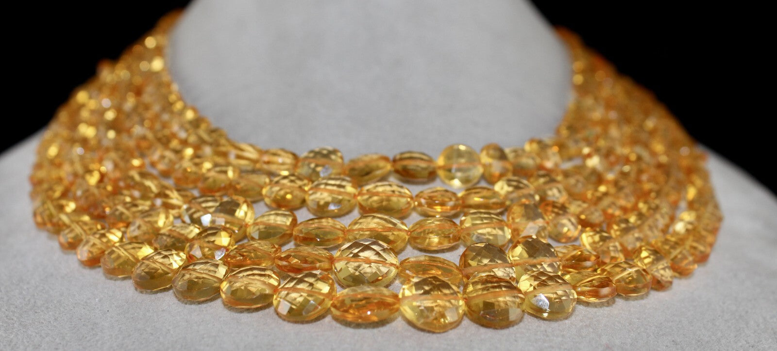 Certified Natural Yellow Citrine 626 Ct Faceted Coin Gemstone Necklace