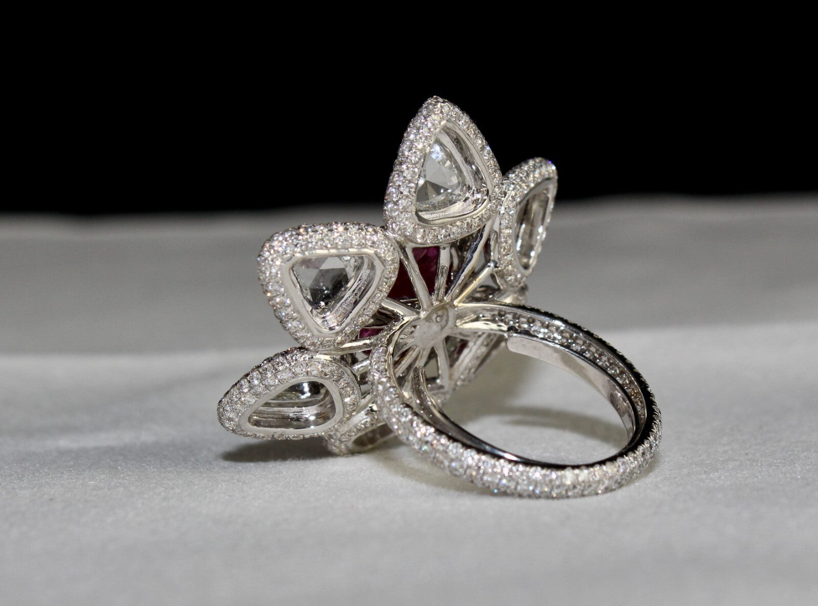 Certified Natural Burma Ruby Diamond 10.00 Ct 18k Gold Cocktail Ring For Women