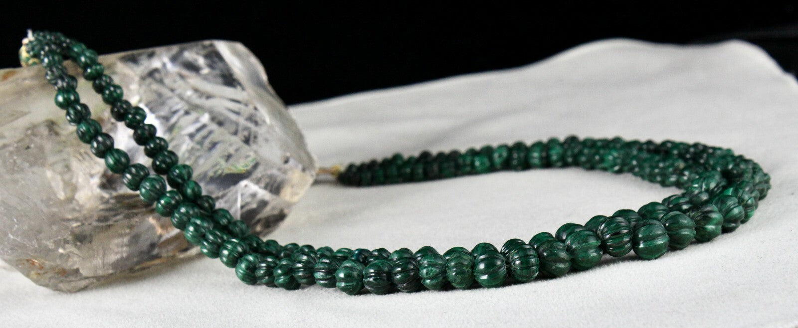 Certified Heirloom Natural Malachite 356 Ct Carved Gemstone Necklace