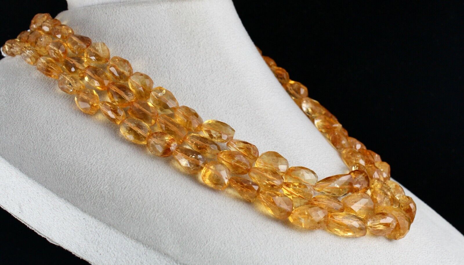 Natural Citrine Beads Faceted Tumble 1005 Ct Gemstone Silver Fashion Necklace