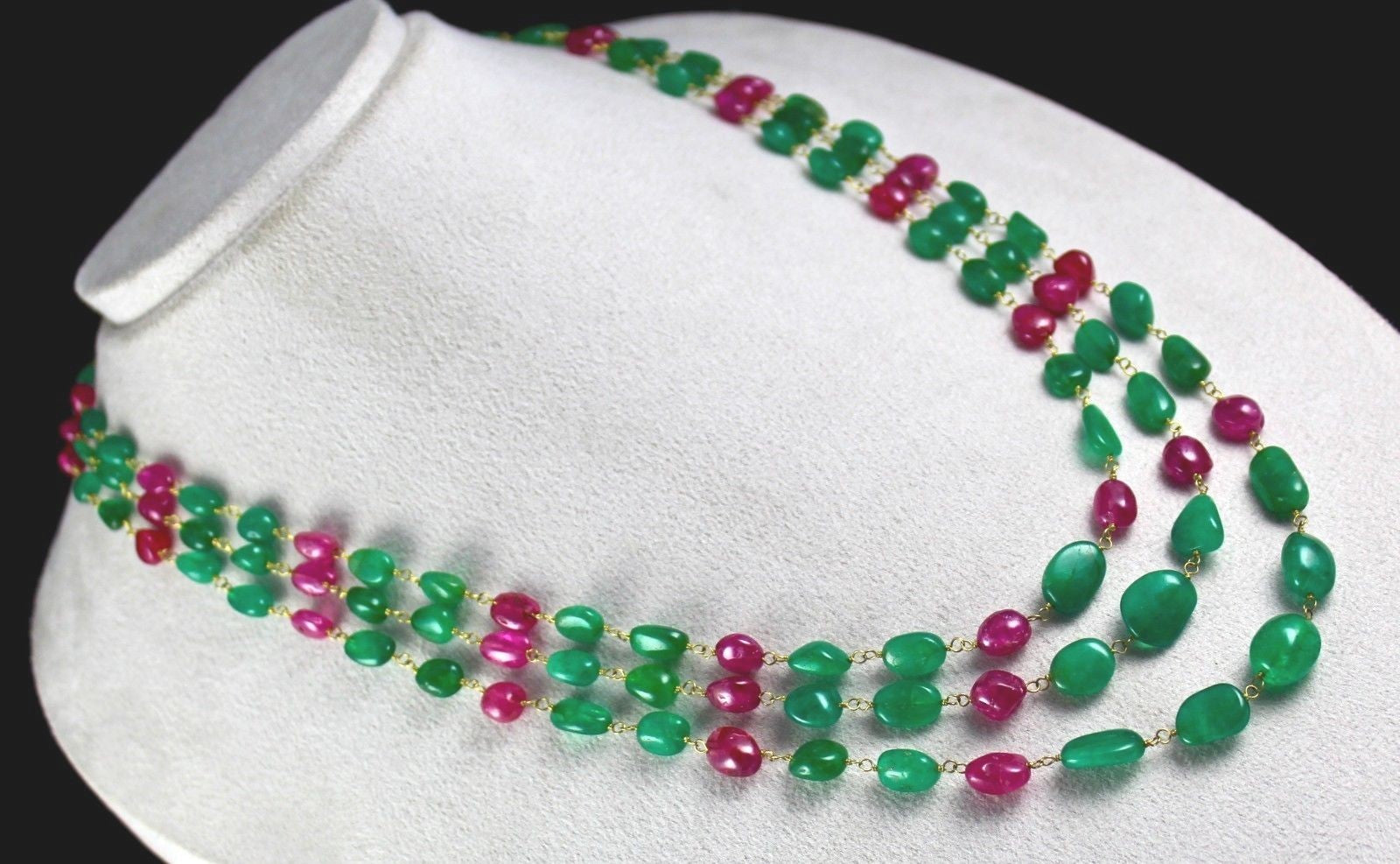 Certified Natural Colombian Emerald Burma Ruby 347 Ct 18k Gold Diamond Necklace
