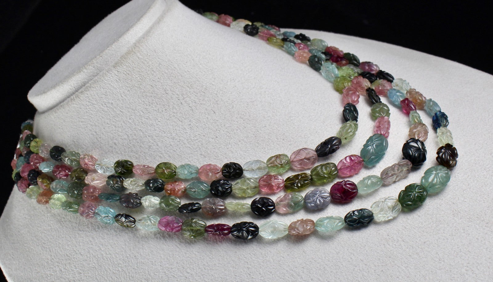 Certified Natural Multi Tourmaline Aquamarine Beads 564 Ct Gemstone Old Necklace